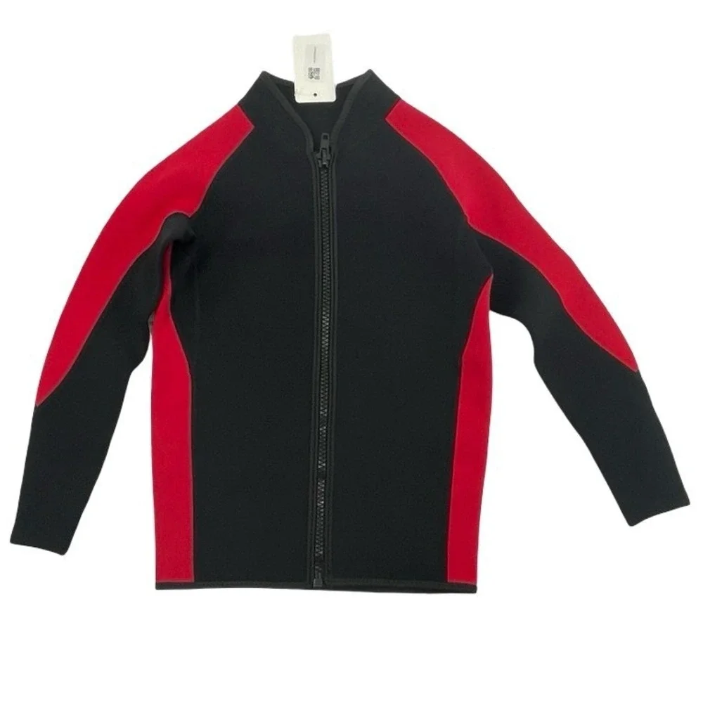 Realon Men's Wetsuit Jacket Full Zip Black Red Neoprene Small